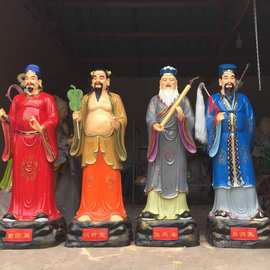 汉白玉彩绘八仙过海神像  工艺品装饰品韩湘子何仙姑高清图片