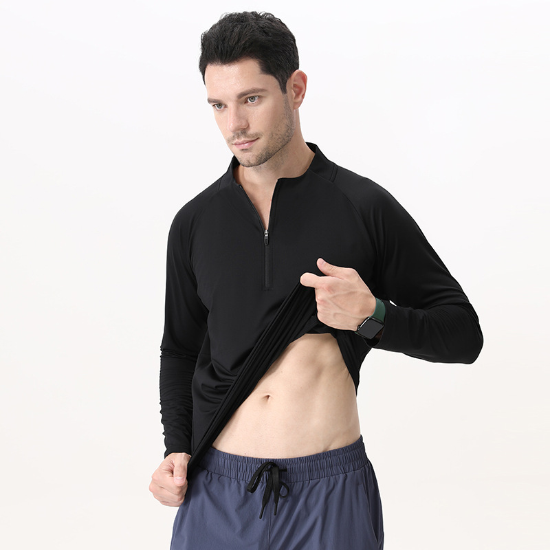 Dijia deportes de secado rápido medio cremallera de manga larga otoño pájaro casa camiseta de correr al aire libre sudor de ciclismo camiseta de fitness transfronteriza