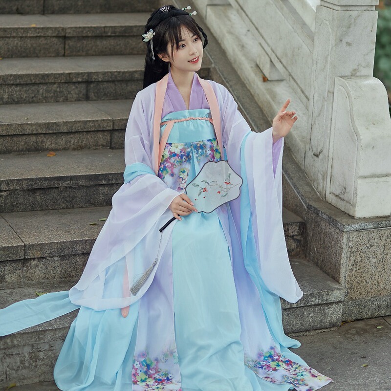 Ancient Costume Hanfu female student Hanfu cardigan skirt wide sleeve fairy elegant traditional Hanfu Chinese style large sleeve shirt Spring