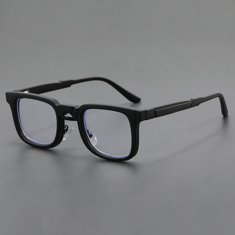 New German Niche Square Personality Big Face Men's and Women's Trendy Black Frame Full Frame Myopia Anti-Blue Light Flat Spring Legs