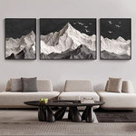 新款背有靠山客厅装饰画轻奢高档大气三联壁画沙发背景墙挂画