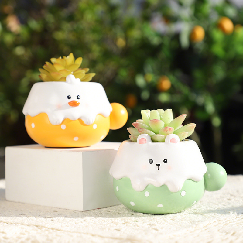 Chậu Cây Resin Chậu cây hình thú cưng hoạt hình resin, chậu mọng nước mini, trang trí ban công sân vườn (RG-24)