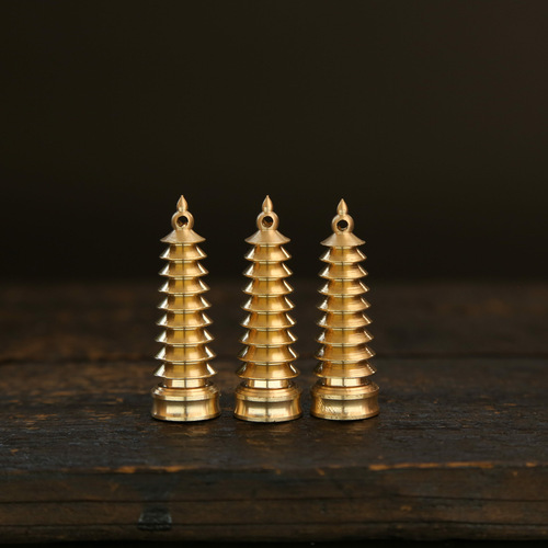 Brass Wenchang Pagoda Nine-story Pagoda Crafts Living Room Desk Decorative Ornaments Small Keychain Pendant