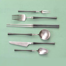 银貂304小蛮腰不锈钢刀叉勺 电镀粉色西餐套装餐具 流线型刀叉