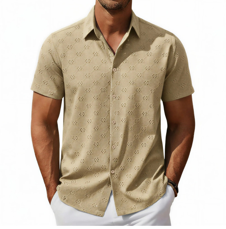 Herren Jacquard Hemd Mit Kurzem Arm Für Den Sommer_voghion.com