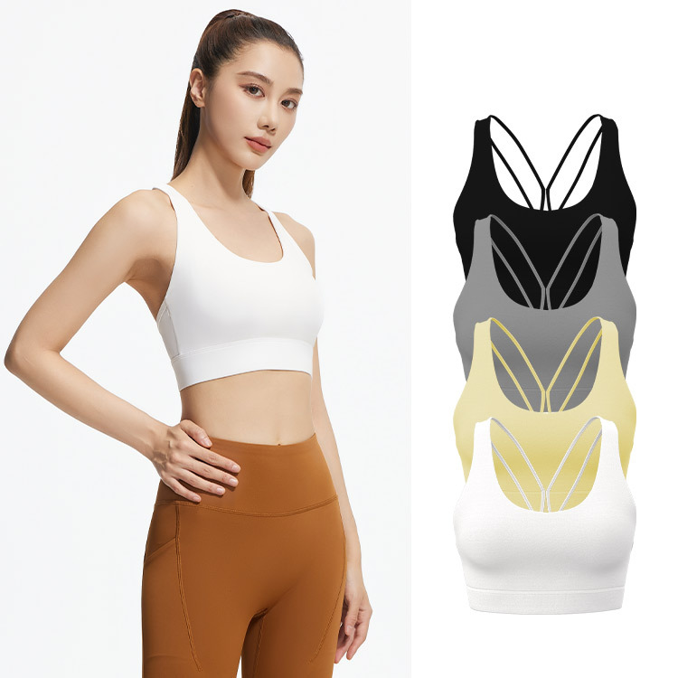 Ropa interior deportiva cruzada trasera ropa de yoga para correr a prueba de golpes para mujeres