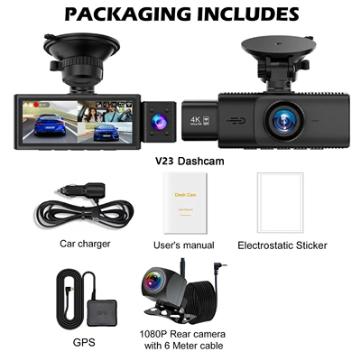 Cross-border 4K triple-camera dashcam Driving recorder - 4k-triple-recording-gps