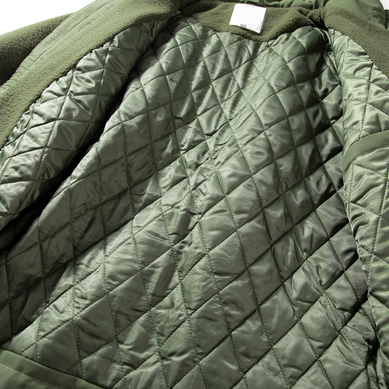 Abrigo acolchado de algodón con capucha de los hombres de Invierno Polar de lana costura acolchado abrigo de los hombres Ropa de trabajo de estilo japonés suelta multi-Bolsillo Abrigo acolchado de algodón hombres