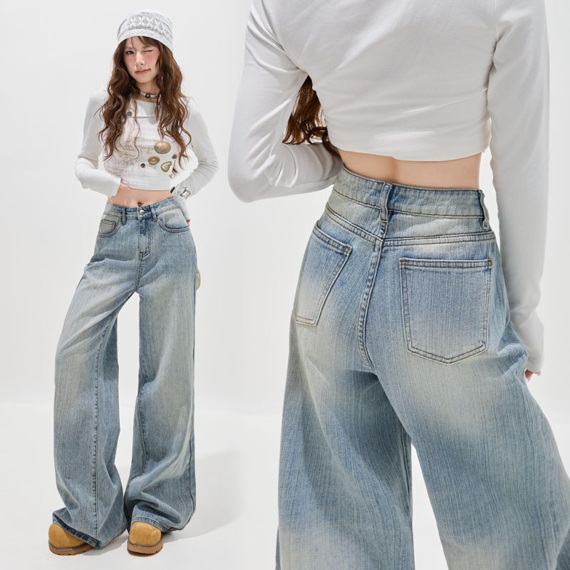 2026 Spring Main Promotion: American Retro High-Waisted Super Bamboo Pattern Design Wide-Leg Loose Slimming Jeans for Women 2026 Spring Main Promotion: American Retro High-Waisted Super Bamboo Pattern Design Wide-Leg Loose Slimming Jeans for Women