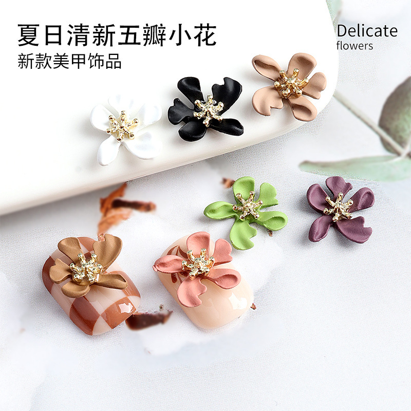 Nail Art Joker Small Flower Jewelry Summer Fresh Color Five-petal Flower Bud Simple Nail Art Decorations CPQ525