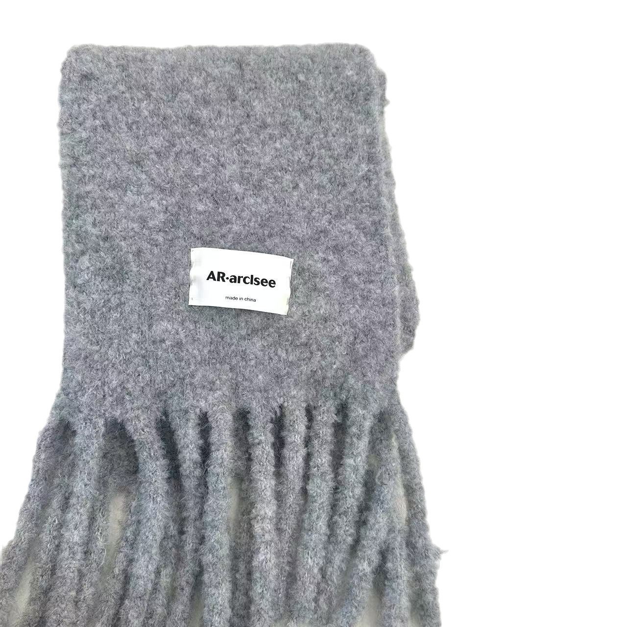 Woolen keep warm demi-season scarf with tassels, colored knitted cloak, increased thickness