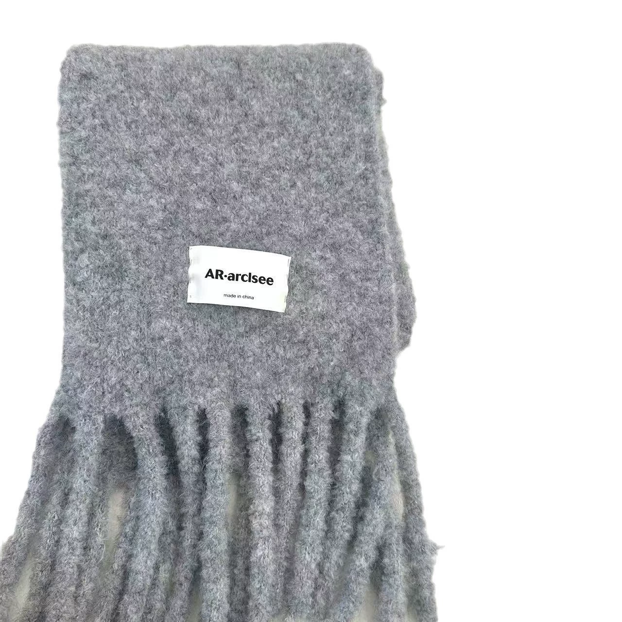 Woolen keep warm demi-season scarf with tassels, colored knitted cloak, increased thickness