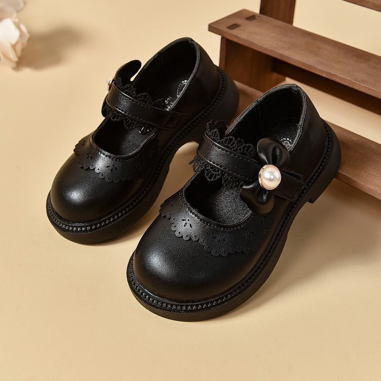 Zapatos de cuero para niñas 2026 primavera y otoño nuevos zapatos de estilo único para niños Marizhen moda princesa zapatos de espectáculo negro