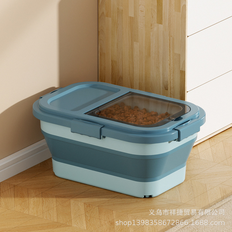 メーカー直送 Amazon 折りたたみ式ドッグフードバケツ キッチン防カビ防湿穀物保存バケツ 米保存バケツ 小麦粉バケツ 米箱|undefined
