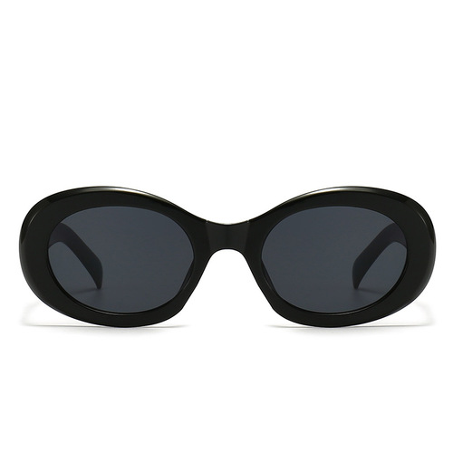 新款椭圆形太阳镜欧美风墨镜批发复古外贸防紫外线跨境宽腿黑眼镜