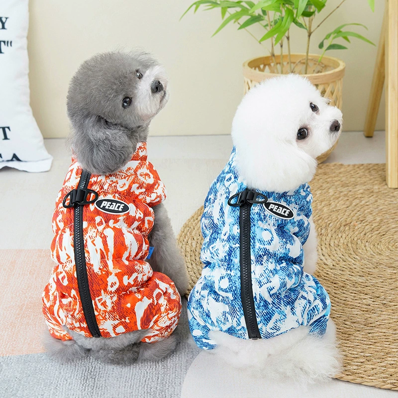 Маленький и средний пиджак для собак на четырех лапках с хлопковой подкладкой на молнии теплый ветрозащитный утолщенный