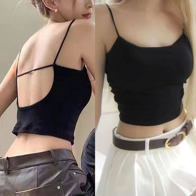 Beautiful Back Camisole Women's Inner Wear Summer Outer Wear Chest Pad One-piece Cup Slim-fit Bottoming Sleeveless Spice Girls Backless