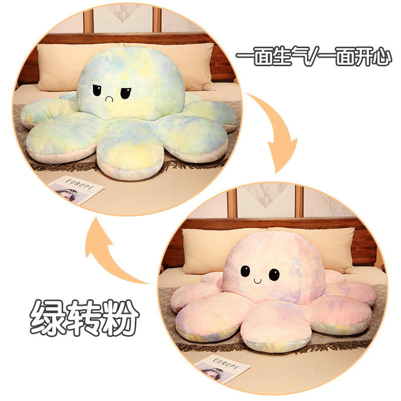Nuevo tie-dying doble cara cara de flip octopus muñeca pulpo muñeca almohada sofá almohada al por mayor image 7