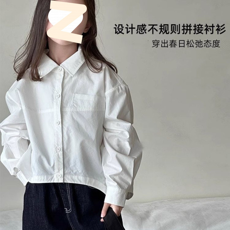女童白衬衫2025春夏新款韩版长袖女孩百搭宽松衬衣儿童洋气潮上衣|undefined