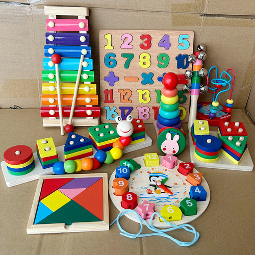 Children's Octave Percussion Chime String Clock Rainbow Tower Four Sets of Column Shape Boards Kindergarten Baby Educational Toys