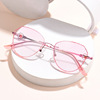 新款复古防蓝光眼镜女无框钻石切边大框平光素颜眼镜网红美妆镜
