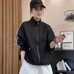 超火立领拉链卫衣外套女2025春秋时尚百搭宽松显瘦减龄休闲上衣潮