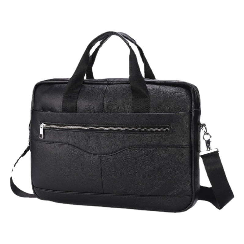 Hombres primera capa de piel vaca bolso la vendimia cremallera horizontal maletín productos fuente