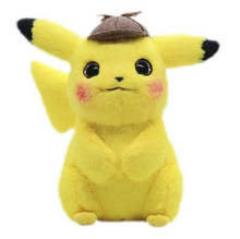 大侦探皮卡丘宠物小精灵宝可梦Pikachu同款带帽动漫毛绒公仔玩具