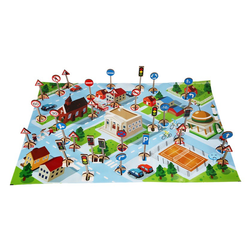Escena mesa de arena barricada semáforo Modelo Educación educativa ayudas didácticas señales de tráfico para niños señales de juguete señales de tráfico