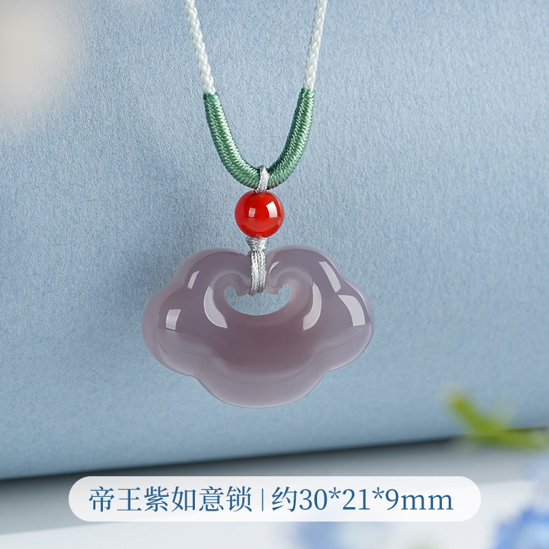 (2개) 천연 칼세도니 길조운 잠금 마노 루이 잠금 펜던트 옥 루이 펜던트 길조운 잠금 옥 펜던트 여성 선물