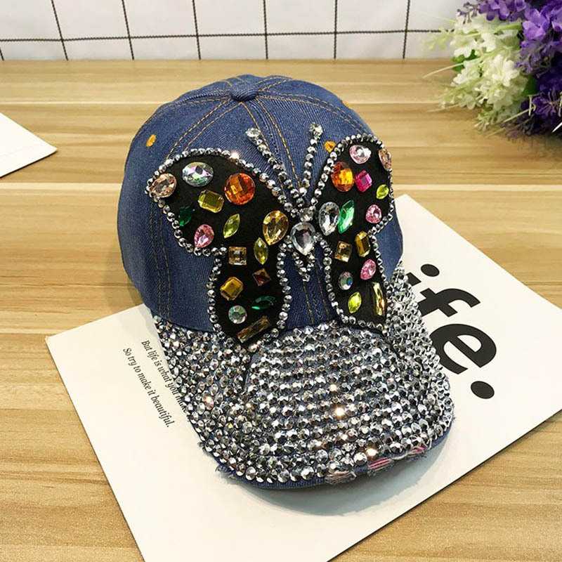 Unisexe Style Coréen Papillon Strass Casquette De Baseball display picture 3