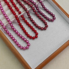仿施家电光圣诞红桑椹粉车厘子红紫红玻璃直孔珍珠散珠DIY配件