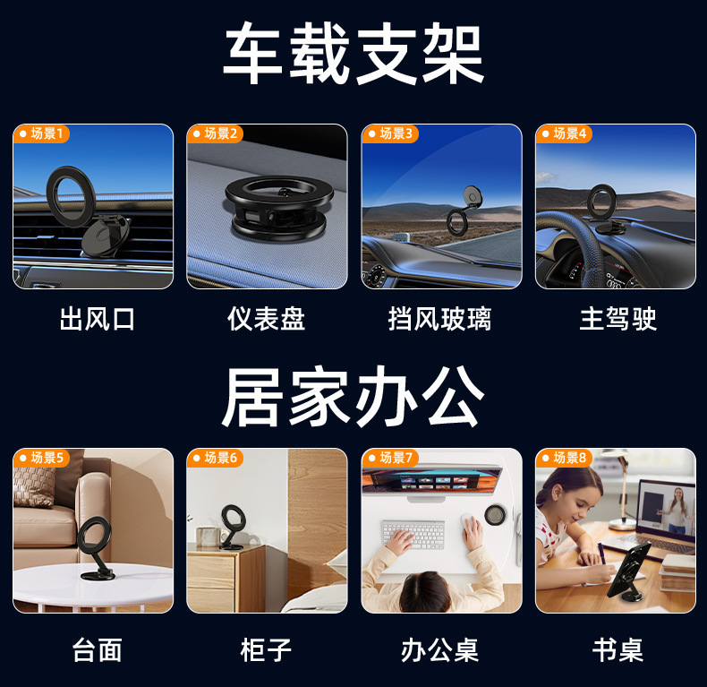 2025 Car Mobile Phone Holder Foldableing Magnetic Navigation Dashboard Car Strong Magnetic Center Console Rotating Holder