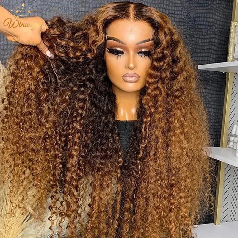 European and American Hot Selling Curly Loose Deep Wave Lace Front Wig 4/27 Colored Brazilian 13X4 Long Curly Hair