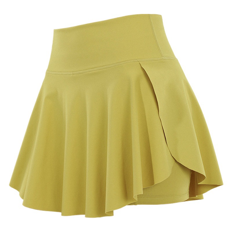 Girls Outer Wear Sports Skirt Fitness Running Badminton Skirt Fake Two-Piece High Elastic High Waist Yoga Pleated Tennis Skirt