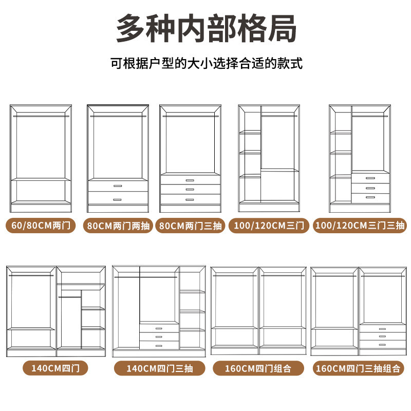 2025爆款衣柜新款复古胡桃家用卧室小户型组装收纳柜出租房挂衣橱|undefined