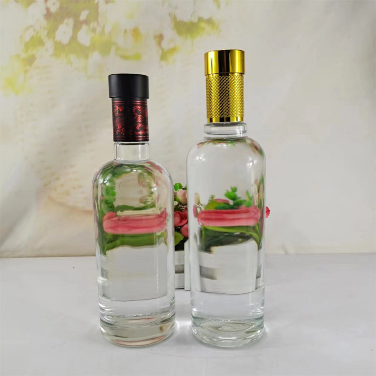 厂家直销高白料500ml白酒玻璃瓶圆形加厚玻璃酒瓶保健酒瓶可烤花