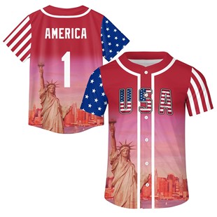 Cross-Border Export Aliexpress Amazon Flag Baseball Sweatshirt 3D Printed Shirt Baseball Uniform Customization