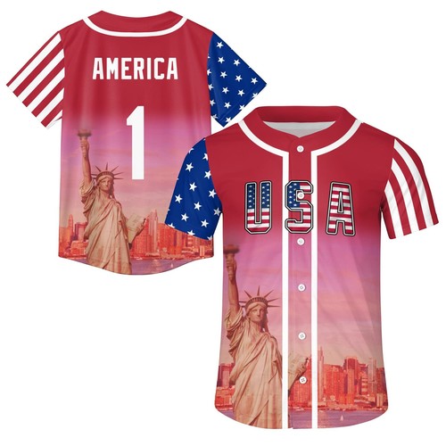 Custom Flag Baseball Jersey 3D Print T-Shirt Baseball Apparel