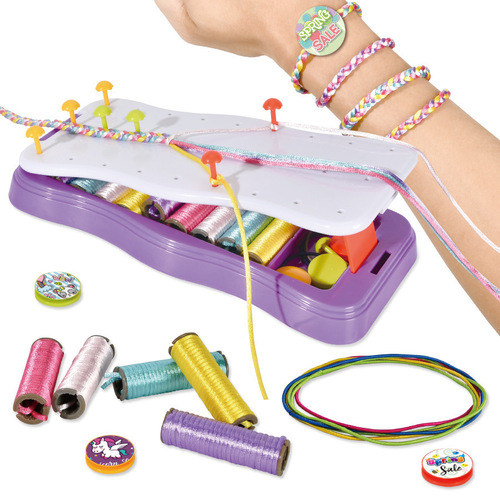 Hand Rope Weaver Set with Colorful Ropes Bracelet Making Playhouse Toy Weaving Materials
