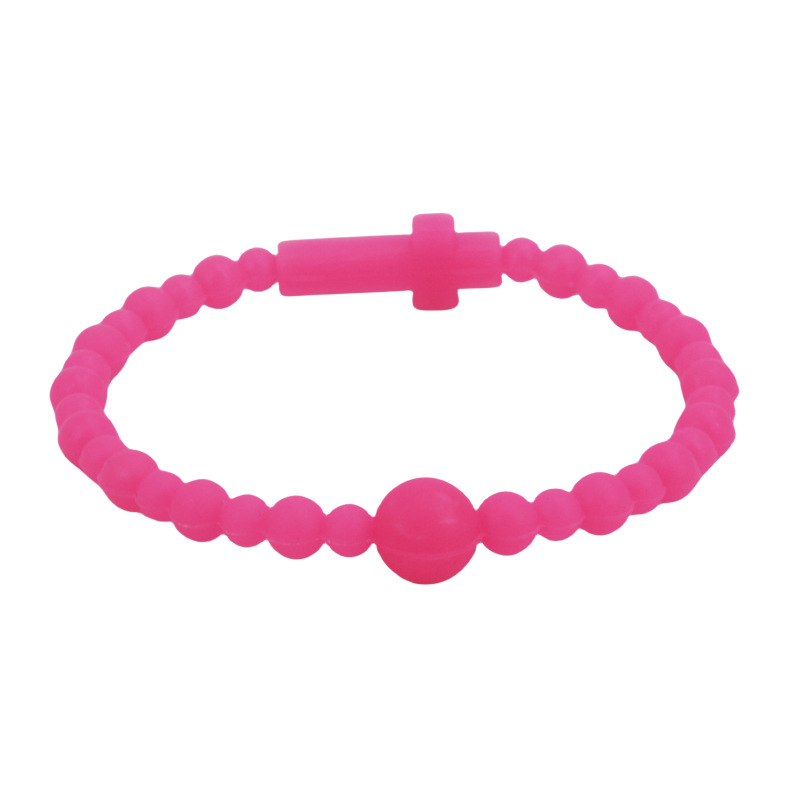 多色十字架圆珠硅胶手链