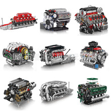宇星模王汽车V8发动机跑车引擎模型机械组动力拼装积木男孩子玩具