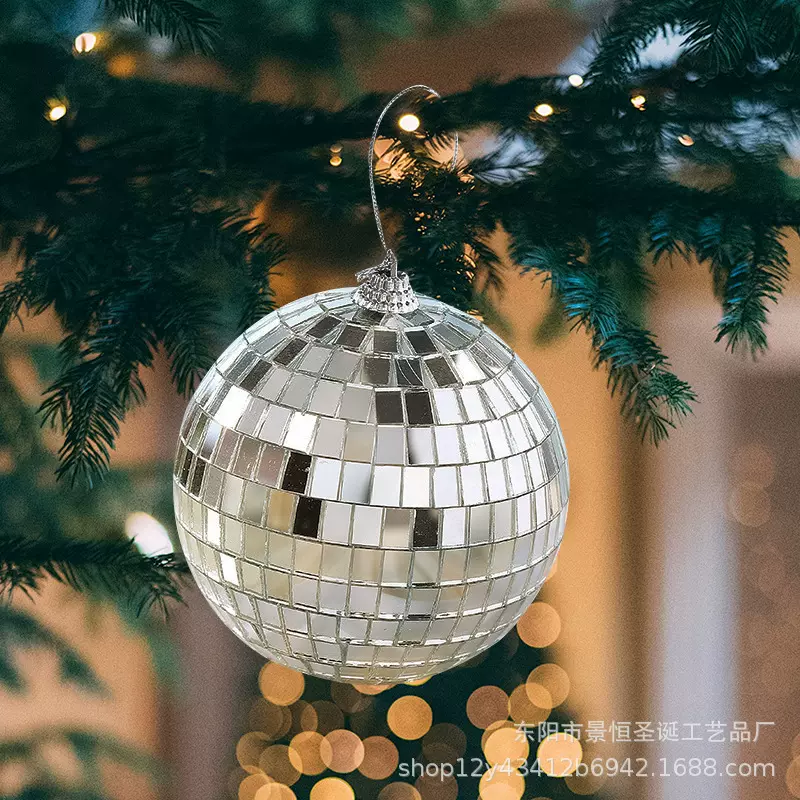 跨境镜面反光球圣诞节装饰球婚庆迪斯科氛围感配件饰球圣诞树配件