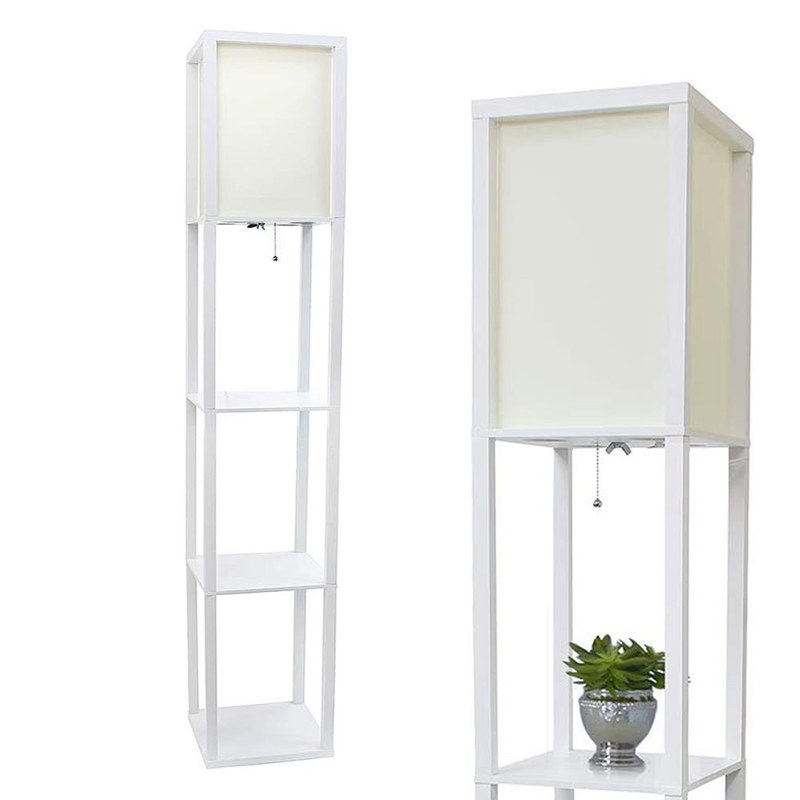 Amazon popular rural three-layer display rack floor lamp indoor corner storage floor lamp