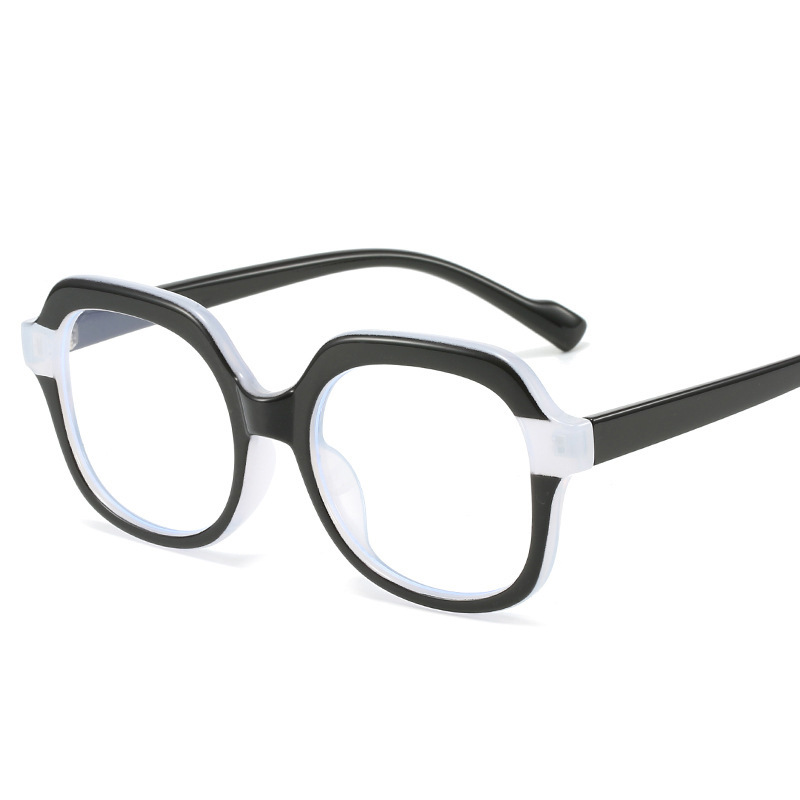 Gafas INS de alto grado marco cuadrado costura contraste color anti-azul gafas de luz Marco de las mujeres nuevas gafas lisas TR90 europeas y americanas