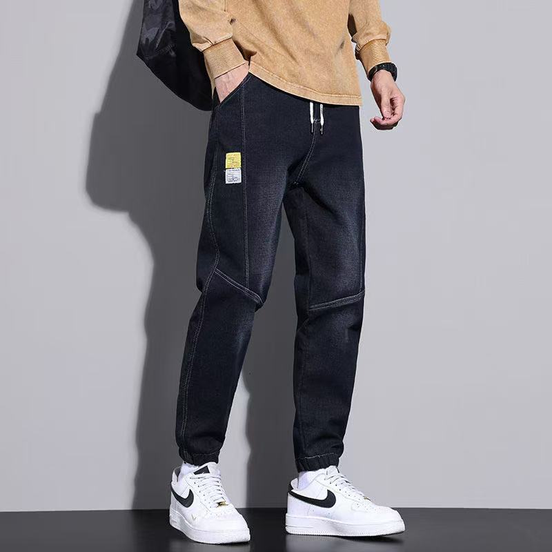 Men's Summer Trendy Loose Cargo Jogger Cropped Jeans Casual Versatile Harem Pants