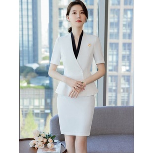 2024 Beautician Tooling Hotel Front Desk Jewelry Store Work Clothes Summer New Short-sleeved Professional Suit Women's Suit