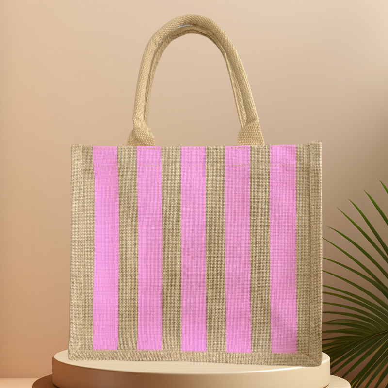 Bolsa de yute personalizada para almacenamiento, bolsa de compras simple de gran capacidad, bolsa de compras plegable ecológica.