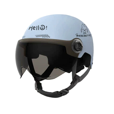 Helmet for Men and Women, Motorcycle | Motosiklet kaskı (dəbilqə) - 3c-certification-spring-and-summer-lucky-rabbit-cloud-water-blue-short-tea-one-size-fits-all
