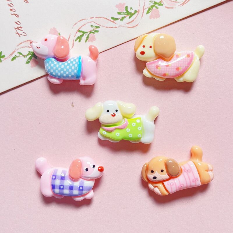 Cute Cartoon Dachshund Resin Accessories DIY Cream Glue Mobile Phone Case Hairpin Headwear Hole Shoes Decoration Material
